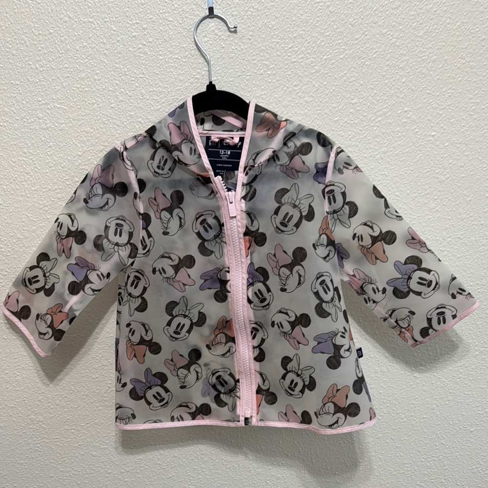 GAP Kids Pink and Gray Mickey Mouse Raincoat